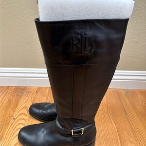 Ralph Lauren Black Leather Tall Boots